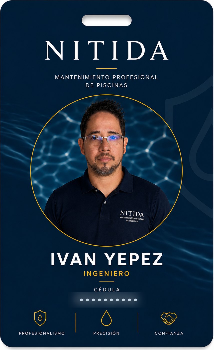 Carnet de identificación de Iván Yepez, ingeniero de NITIDA